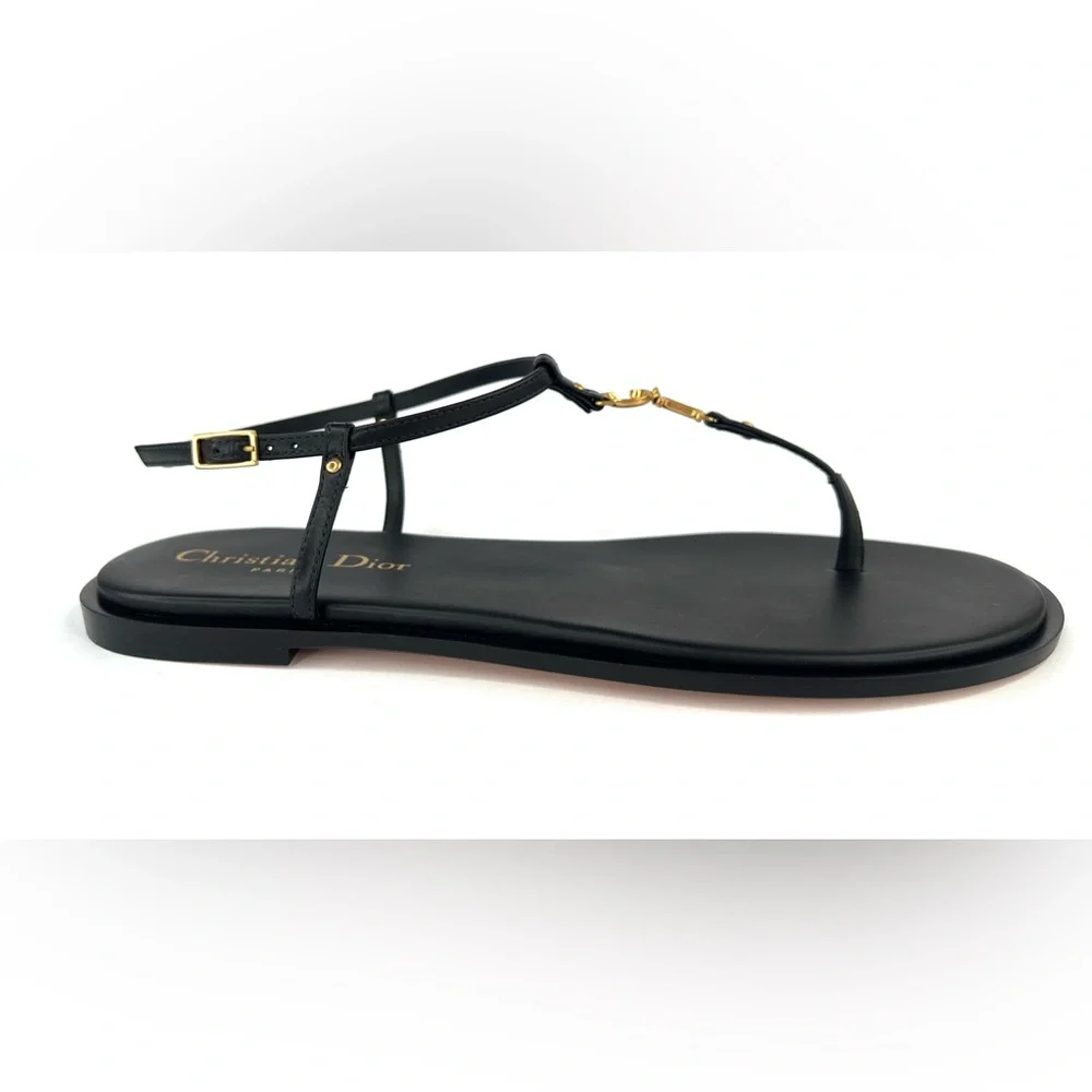 Dior  C'est Dior Thong Sandals Christian Dior Logo CD Leather Flats Size EU 38 - Picture 14 of 16